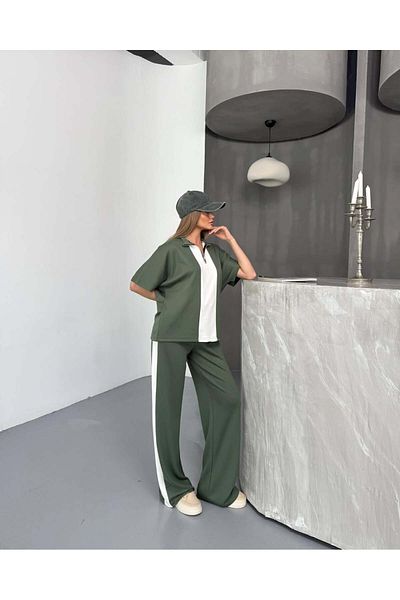Bleu Petite Zipper Detailed Women's Tracksuit Set