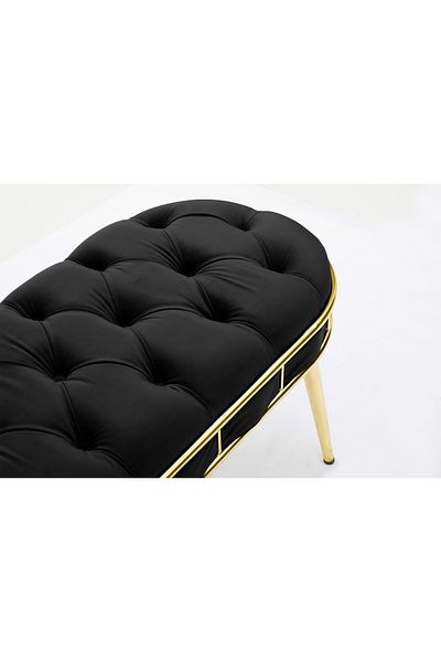 Casafun New Master bench, velvet fabric, gold metal legs, 105 cm x 45 cm x 45 cm