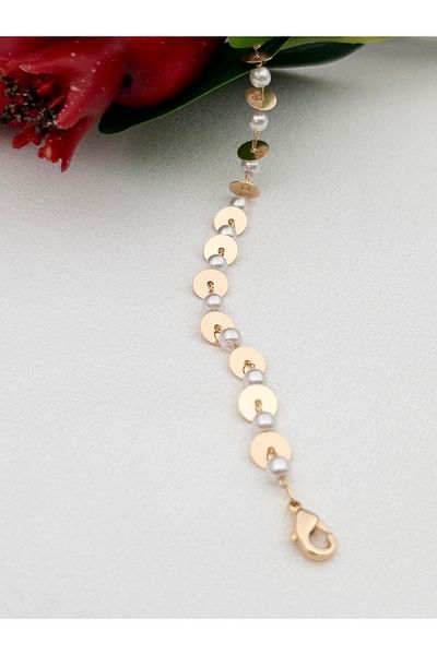 Siya Silver Steel Anklet with Sequin Pearl