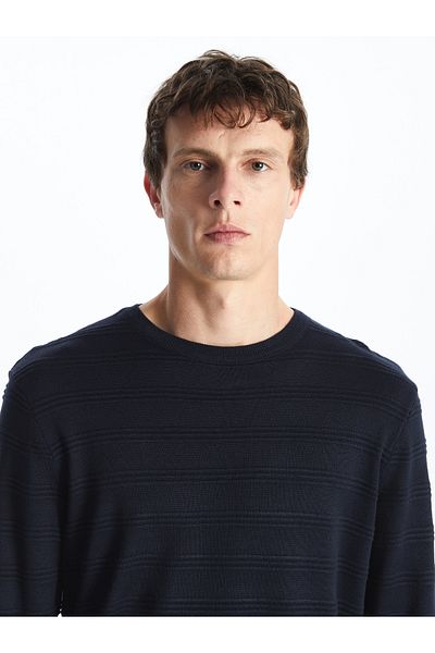 LC Waikiki Crew Neck Long Sleeve Striped Men's Knitwear Sweater
