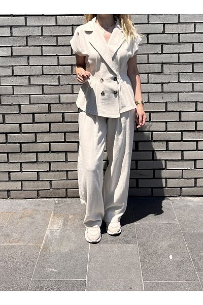 Markamoni 6980-6972 Linen Vest Suit