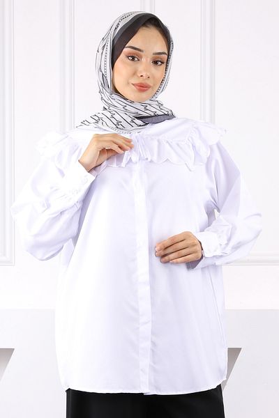 İmajButik Λευκό πουκάμισο Color Block