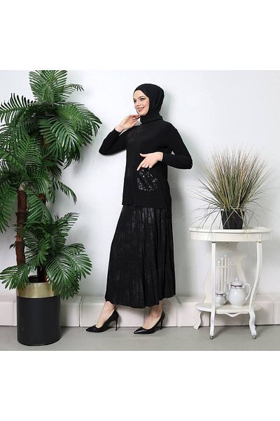 clemence Knitted Crepe Fabric Skirt Double Suit