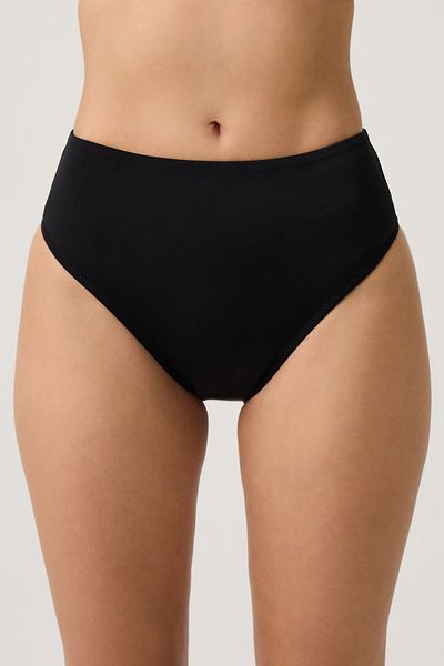 Los Ojos Black High Waist Bikini Bottom Sporty Bottom