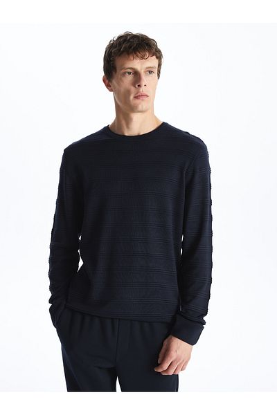 LC Waikiki Crew Neck Long Sleeve Striped Men's Knitwear Sweater