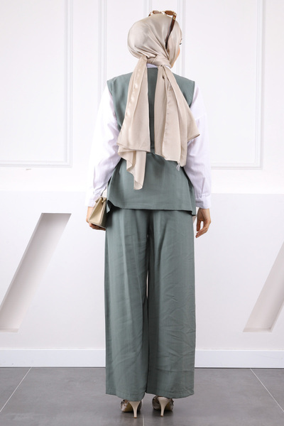 İmajButik Çağla Waist Belted Vest and Trousers Suit