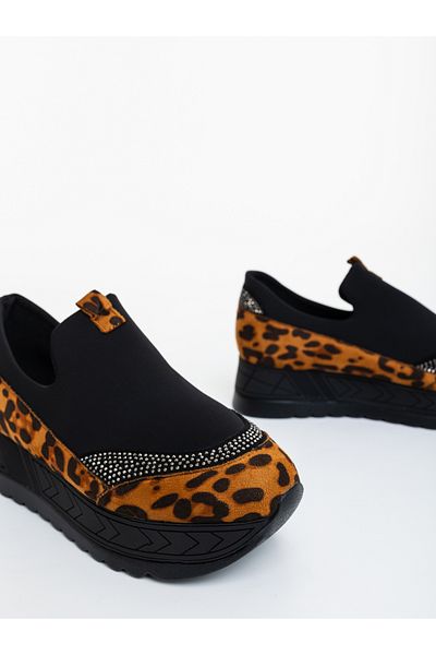 Kalapod Pantofi sport dama negri cu leopard din material textil Relena