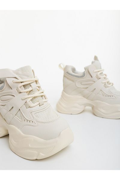 Kalapod Pantofi sport dama bej din piele ecologica si material textil Vermilia