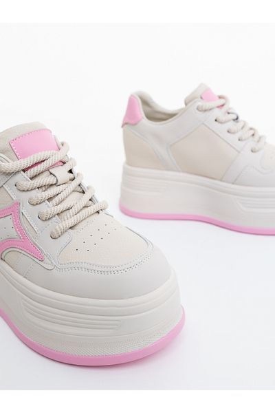 Kalapod Women's beige and pink sports shoes made of natural leather Monalia