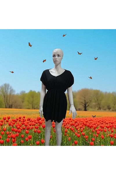 LEX Women's Pareo Dress Black Color Burumuch Fabric Can Be Used Everyday and on the Beach Standard Size
