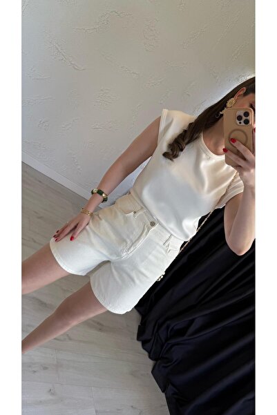 elif teke Holesov Şehir Boy Kot Şort Ekru