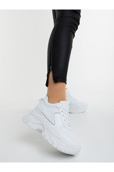 Kalapod Women's white sports shoes made of organic leather Eterna