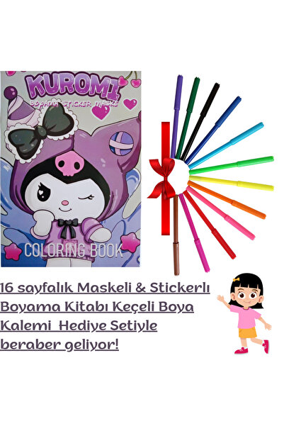 booddie Kuromi Boyama Kitabı Stickerlı (arka Kapak Kesilerek Maskeli ) 12'li ...