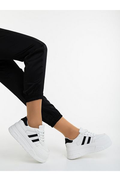 Kalapod Women's white and black sports shoes made of ecological leather Devasha