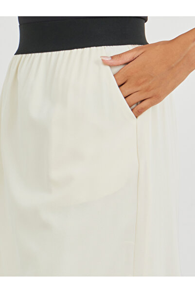Styli Contrast Waistband Solid Midi Skirt