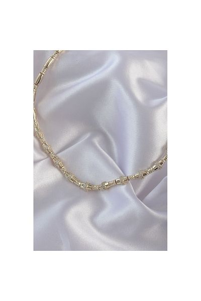Skygo Vip Series Brass Gold Color Zircon Stone Detailed Serenay Necklace - Tj-Bko8841