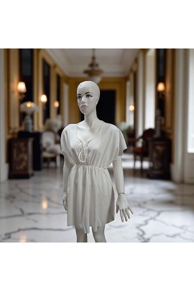 LEX Women's Pareo Dress White Color Burumuch Fabric Can Be Used Everyday and on the Beach Standard Size
