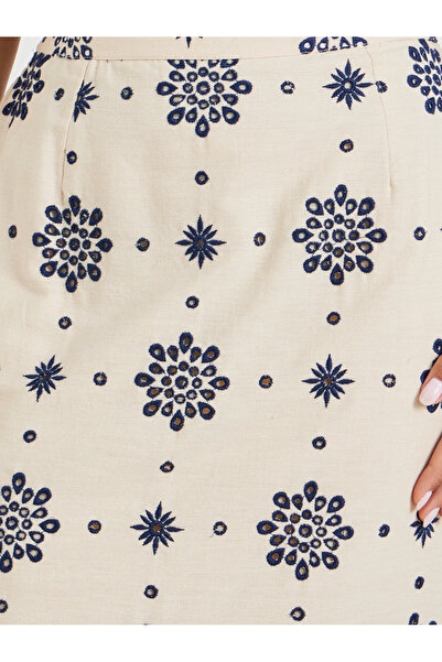 Styli Schiffli Elastic Waistband A-Line Skirt