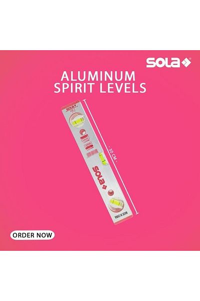 SOLA AZB 30 Spirit Level 30cm with Heavy Duty Aluminum Body and 3 Vials for Carpentry & Masonry