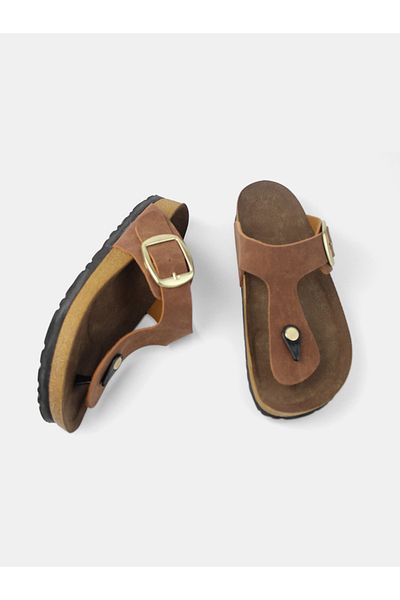 MAGGIO Tan Flip Flops Comfortable Sole Women's Slippers