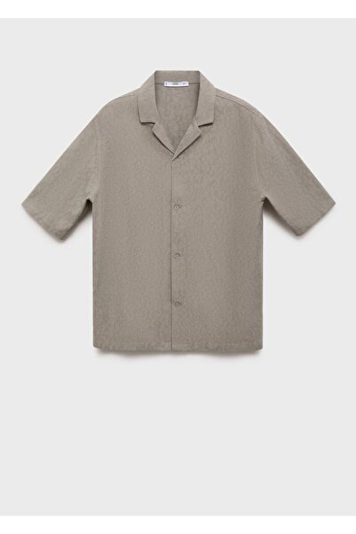 MANGO Man %100 pamuklu işlemeli gömlek