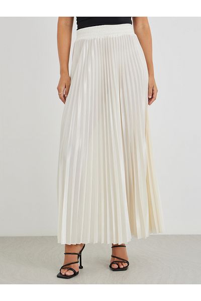 Styli Pleated Elasticated Waistband Maxi Skirt
