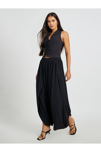 Styli Solid Elasticated Waistband Harem Pants