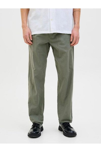 Jack & Jones Mid Rise Regular Fit Linen Blend Pants
