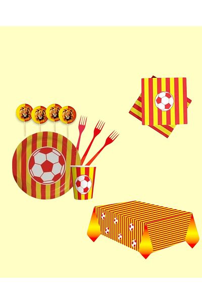 Evabrite Fan Yellow Red Birthday Party Set for 16 People - Fan Yellow Red Set