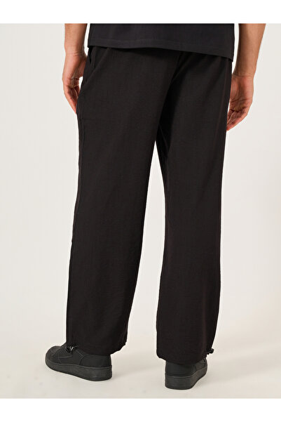 Take Two By Styli Solid Drawstring Waist Relaxed Fit Pants with Chain Detail
