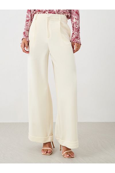 Styli Solid Pleated Wide Leg Knit Pants