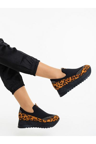 Kalapod Pantofi sport dama negri cu leopard din material textil Relena