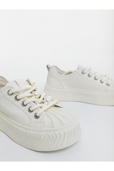 Kalapod Parzana women's white genuine leather sports shoes