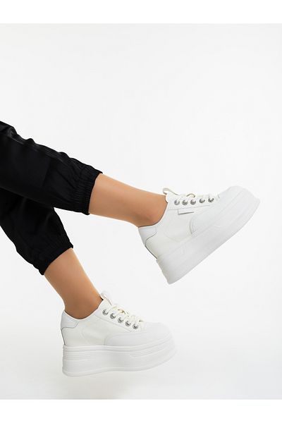Kalapod Women's white sports shoes made of natural leather Mionna