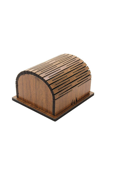 Tesbihane Kahverengi Ahşap Oval Hediye Yüzük Alyans Kutusu