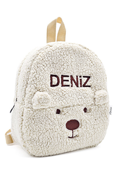 PENGİ [ İSTEDİĞİNİZ İSMİ YAZIYORUZ ] Ayıcık Krem (FİGÜR+İSİM) 0-8 Yaş Çocuk Sırt Çantası, Anaokulu - kreş