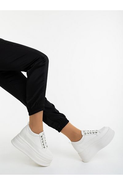 Kalapod Women's white sports shoes made of natural leather Monasa