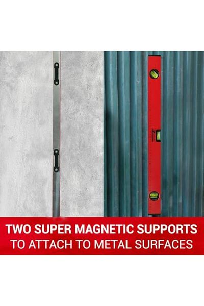 DEFAONS 60cm Magnetic Spirit Level with 3 Vials, Heavy-Duty Aluminum Frame, Shock-Proof End Caps