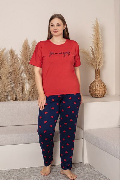 Farya Home Plus Size Milan Bamboo Short Sleeve Lycra Combed Cotton Pajama Set