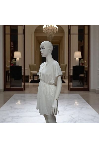 LEX Women's Pareo Dress White Color Burumuch Fabric Can Be Used Everyday and on the Beach Standard Size