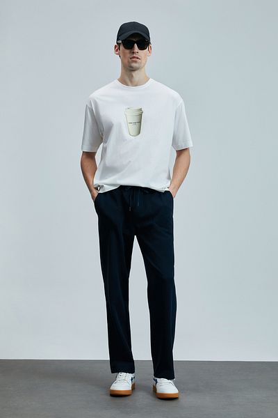 Lufian Tricou grafic modern Omen alb