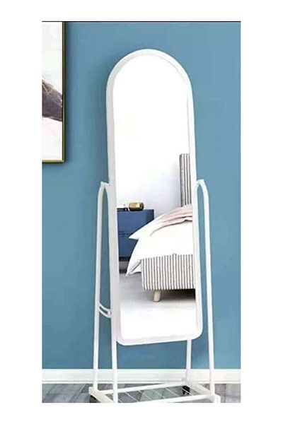 huitich Elegant Reflections Floor Mounted Mirror with Installation Kit White 126 x 46 x 8.5 cm