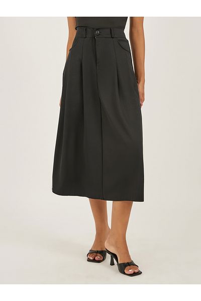 Styli Pleated Mid Rise A-Line Skirt