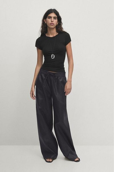 VibeGaia Pantaloni largi unisex cu șnur Palazzo Summer Harem cu buzunare