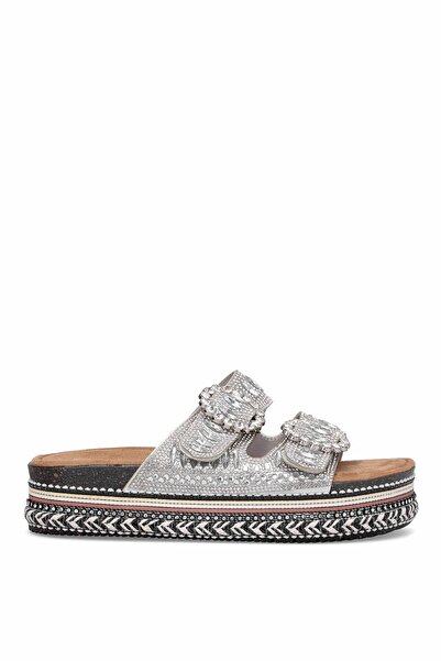 Ayakkabı Fuarı Elite Btbsj02 Women's Stone Flat Slippers Silver
