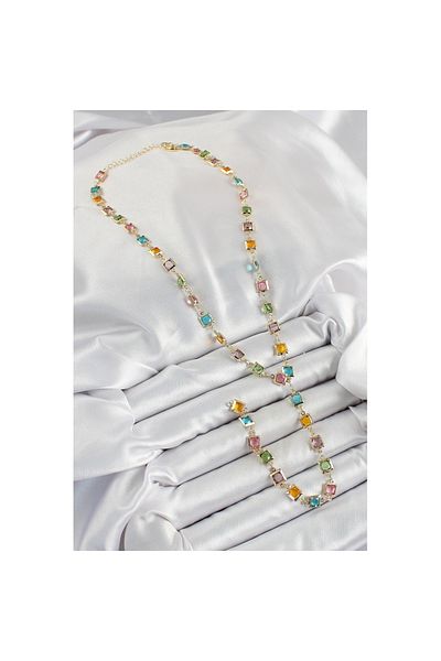 Skygo Brass Assortment Square Model Gold Color Zircon Stone Y Necklace - Tj-Bko10253