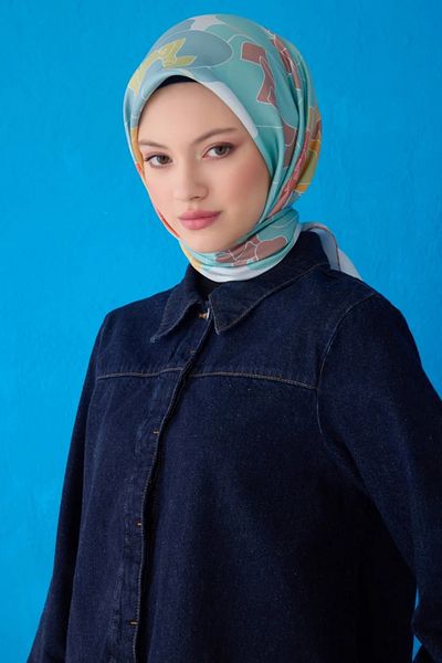 Belli Twill Silk Scarf 4127D Floral Pattern ΤΥΡΚΟΥΑΖ-ΠΟΛΥΧΡΩΜΙΚΟ