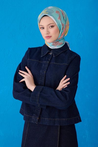Belli Twill Silk Scarf 4127D Floral Pattern ΤΥΡΚΟΥΑΖ-ΠΟΛΥΧΡΩΜΙΚΟ