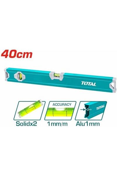 TOTAL TMT24036 40cm Magnetic Spirit Level with Aluminum Body for Professional Carpentry and DIY Use
