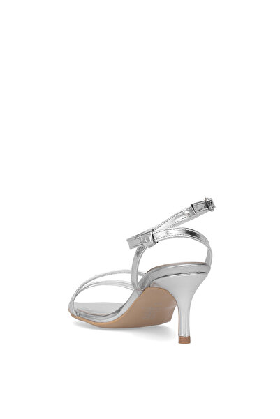 Ayakkabı Fuarı Elit Brk0218 Women's Genuine Leather Classic Heeled Shoes Silver